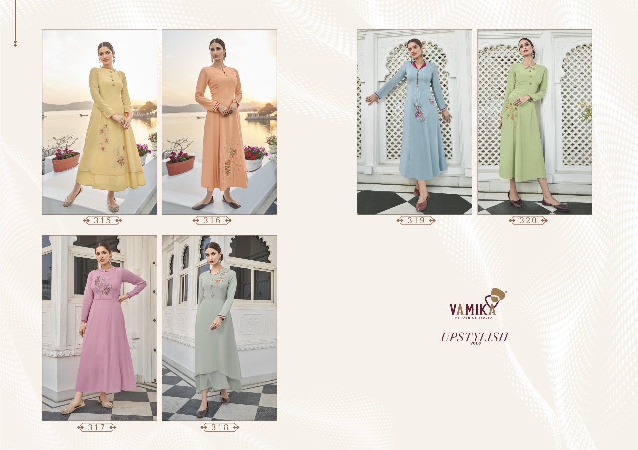 Vaamika Upstylish Vol 3 Viscose Muslin Silk Designer Kurtis Collection Wholesale Price