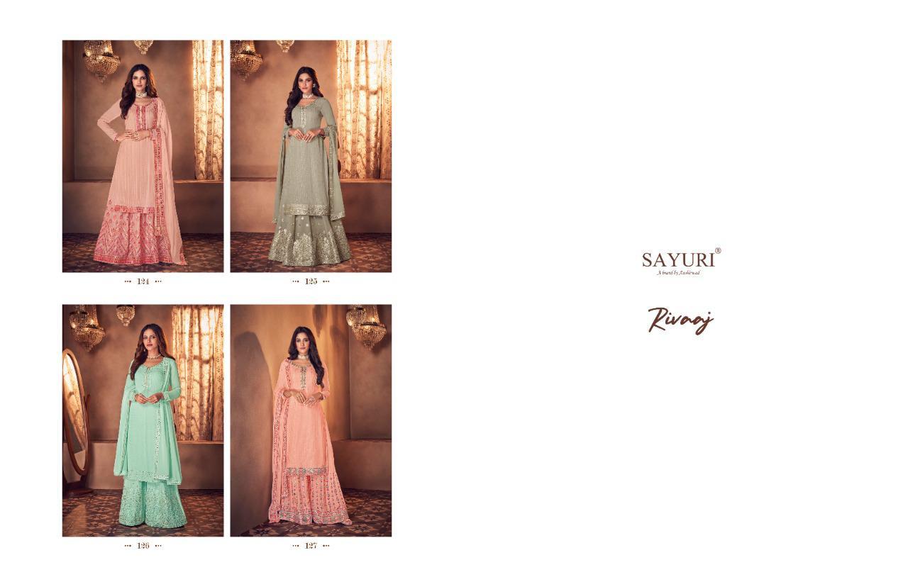Sayuri Designer Rivaaj 124-127 Series party wear designer salwar suits catalogue wholesaler surat