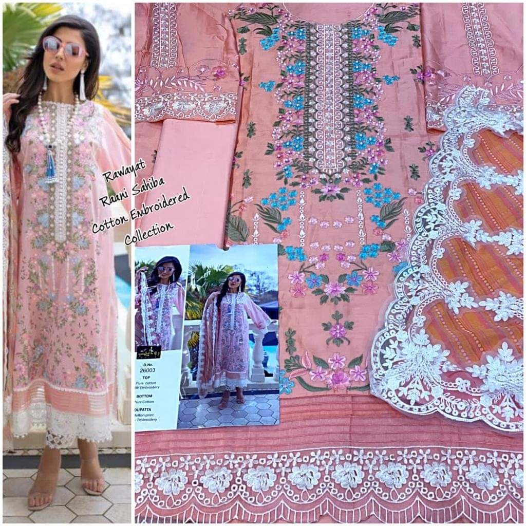 Rawayat Rani Saheba 26001-26005 Series Pure Cotton Indian Pakistani Catalogue Wholesaler Gujarat