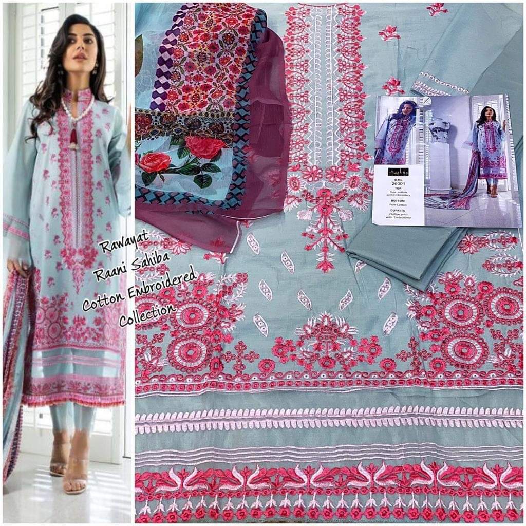 Rawayat Rani Saheba 26001-26005 Series Pure Cotton Indian Pakistani Catalogue Wholesaler Gujarat