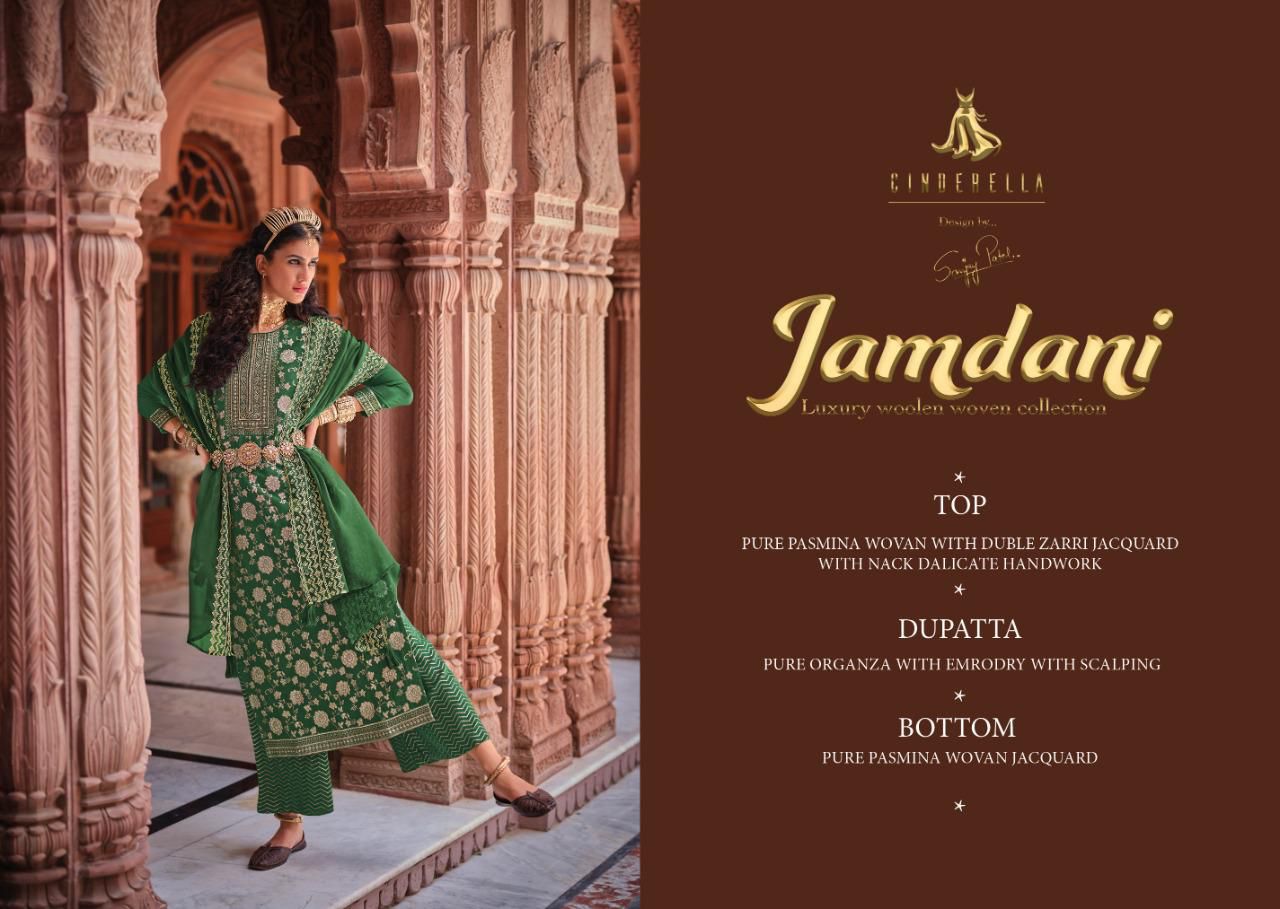 Cinderella Jamdani Pashmina Fancy Dress Material Wholesale Price Supplier Surat