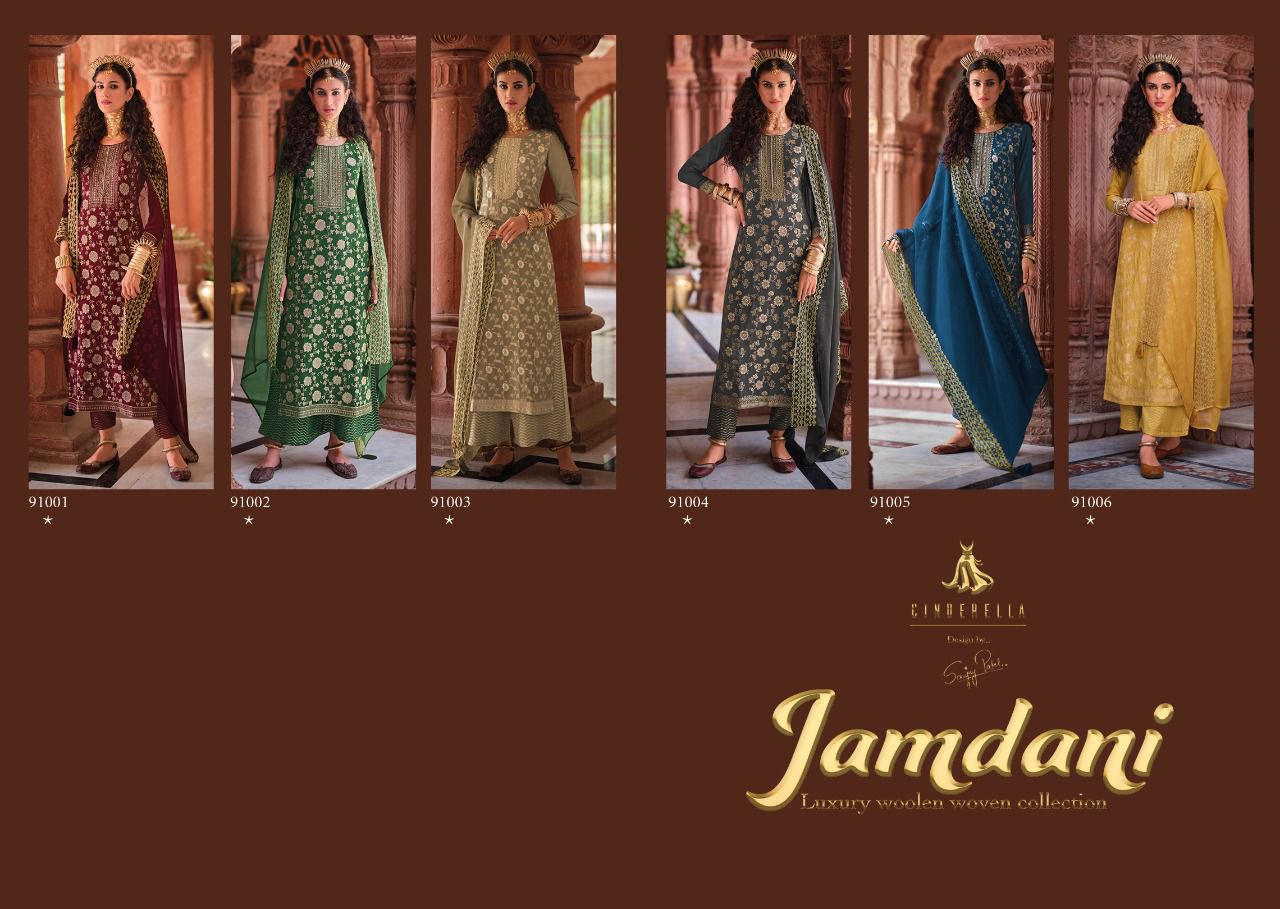 Cinderella Jamdani Pashmina Fancy Dress Material Wholesale Price Supplier Surat