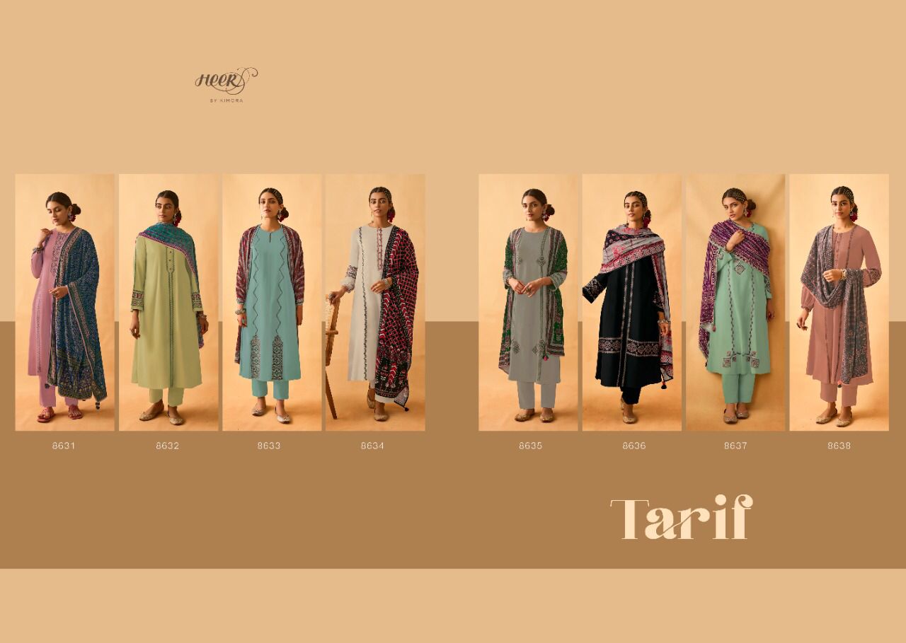 Kimora Tarif Pashmina Dress Material Catalogue Surat Market