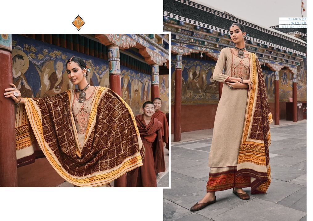 Tanishk Fashion Leh Stylish Colourful Pashmina Salwar Kameez Catalogue Surat