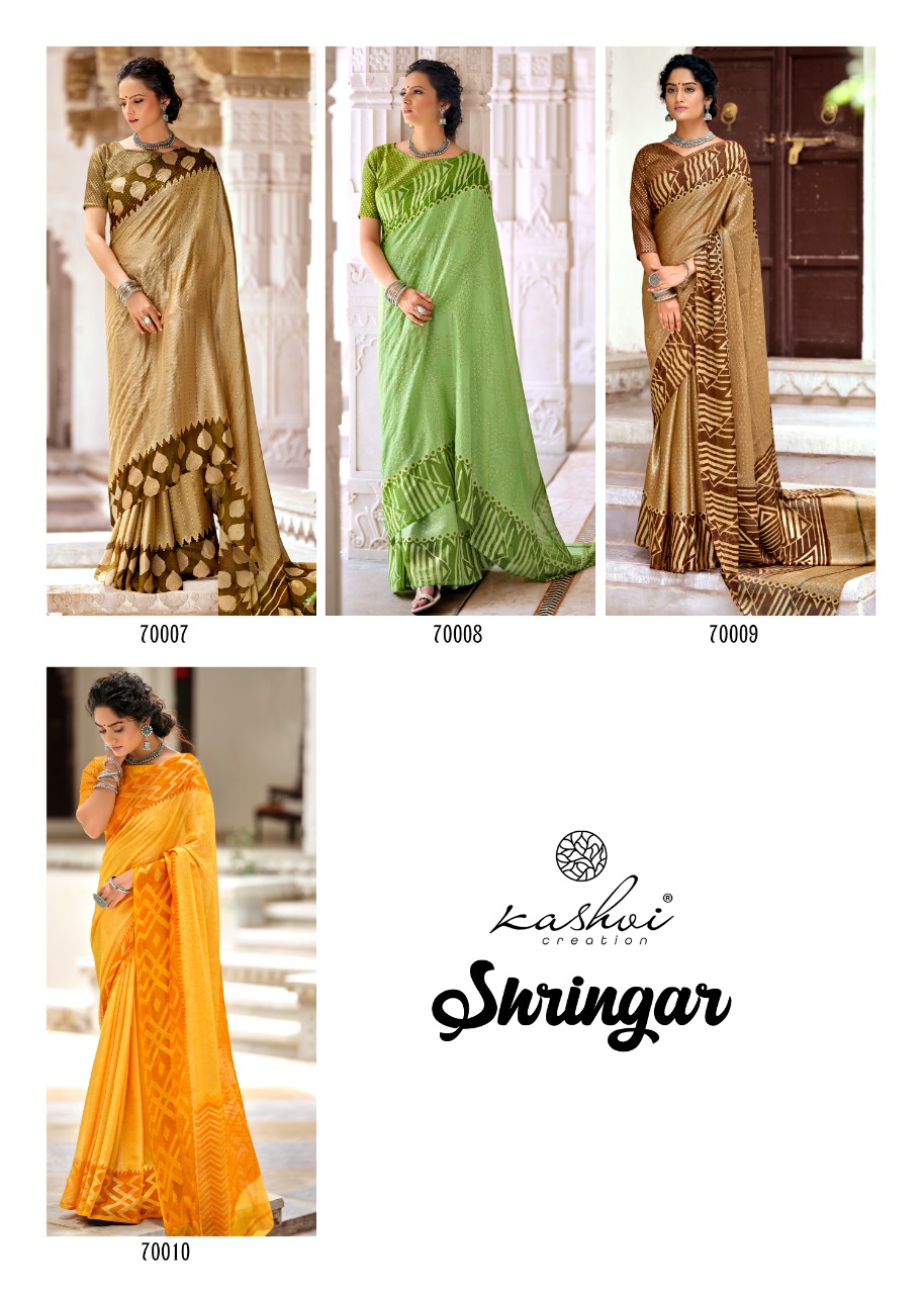 Kashvi Creation Shringar 70001-70010 Series Trendy Designer Saree Catalogue Wholesale Price Surat