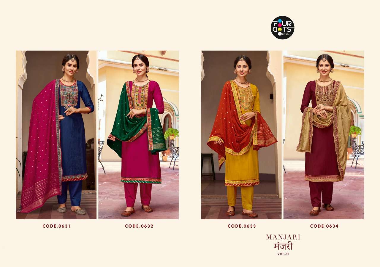 four dots manjari vol 7 0631-0634 series stylish designer suits catalogue collection 2021