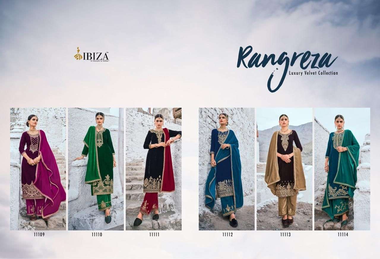 ibiza rangreza 11109-11114 series velvet designer suits catalogue surat