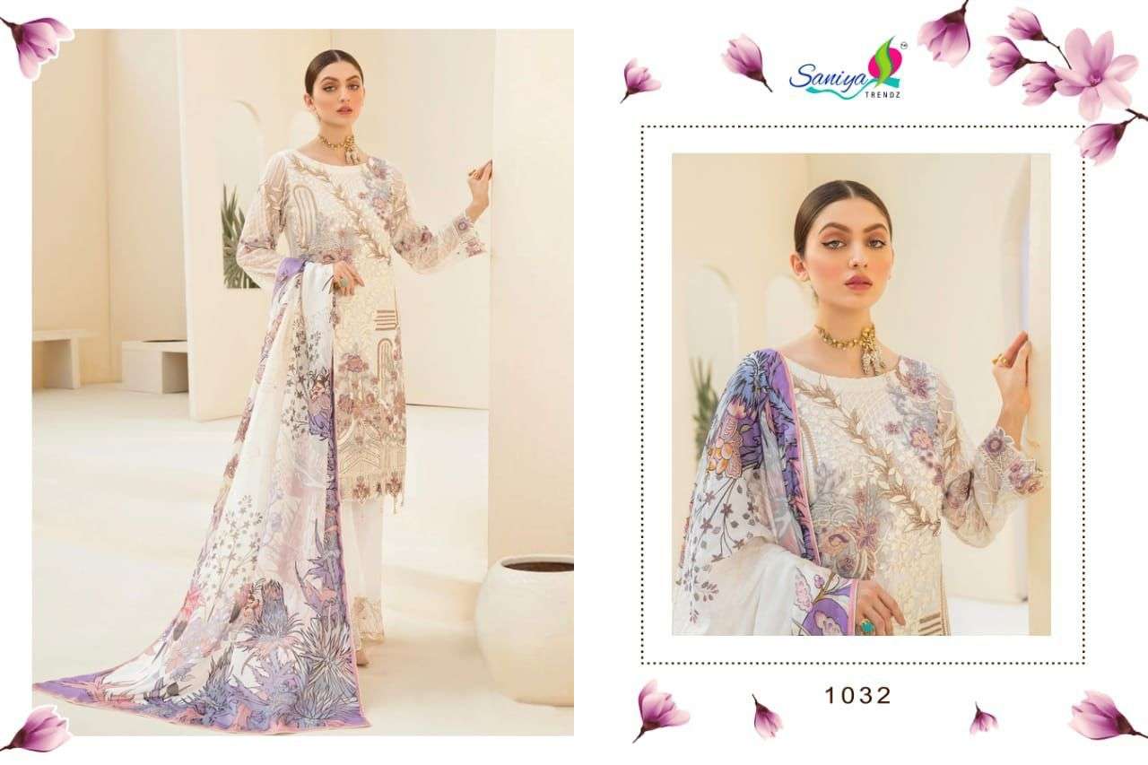 saniya trendz rangoon vol 1 1031-1033 series stylish pakistani designer suits catalogue collection 2021