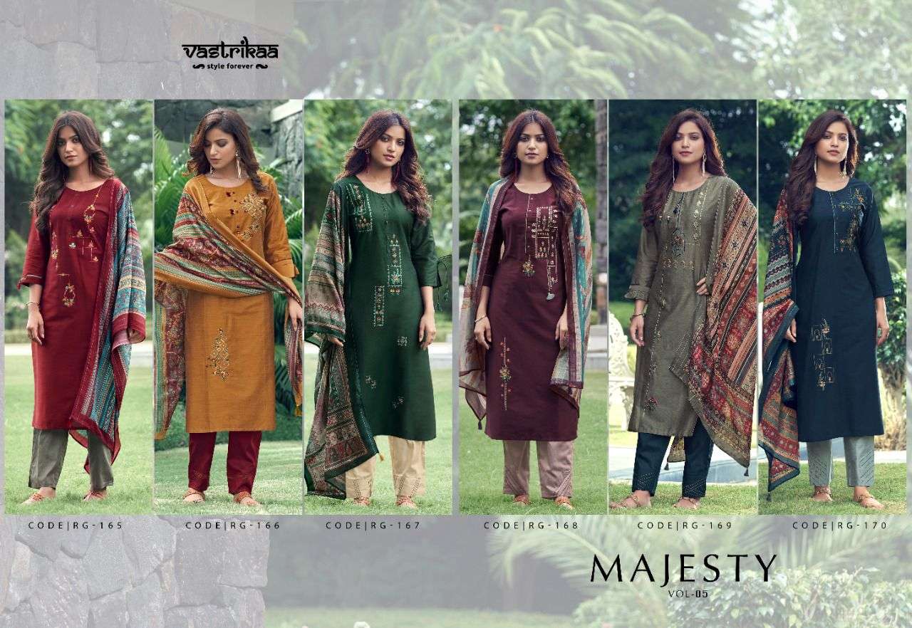 vastrikaa majesty vol 5 165-170 series party wear readymade salwar kameez catalogue wholesale price