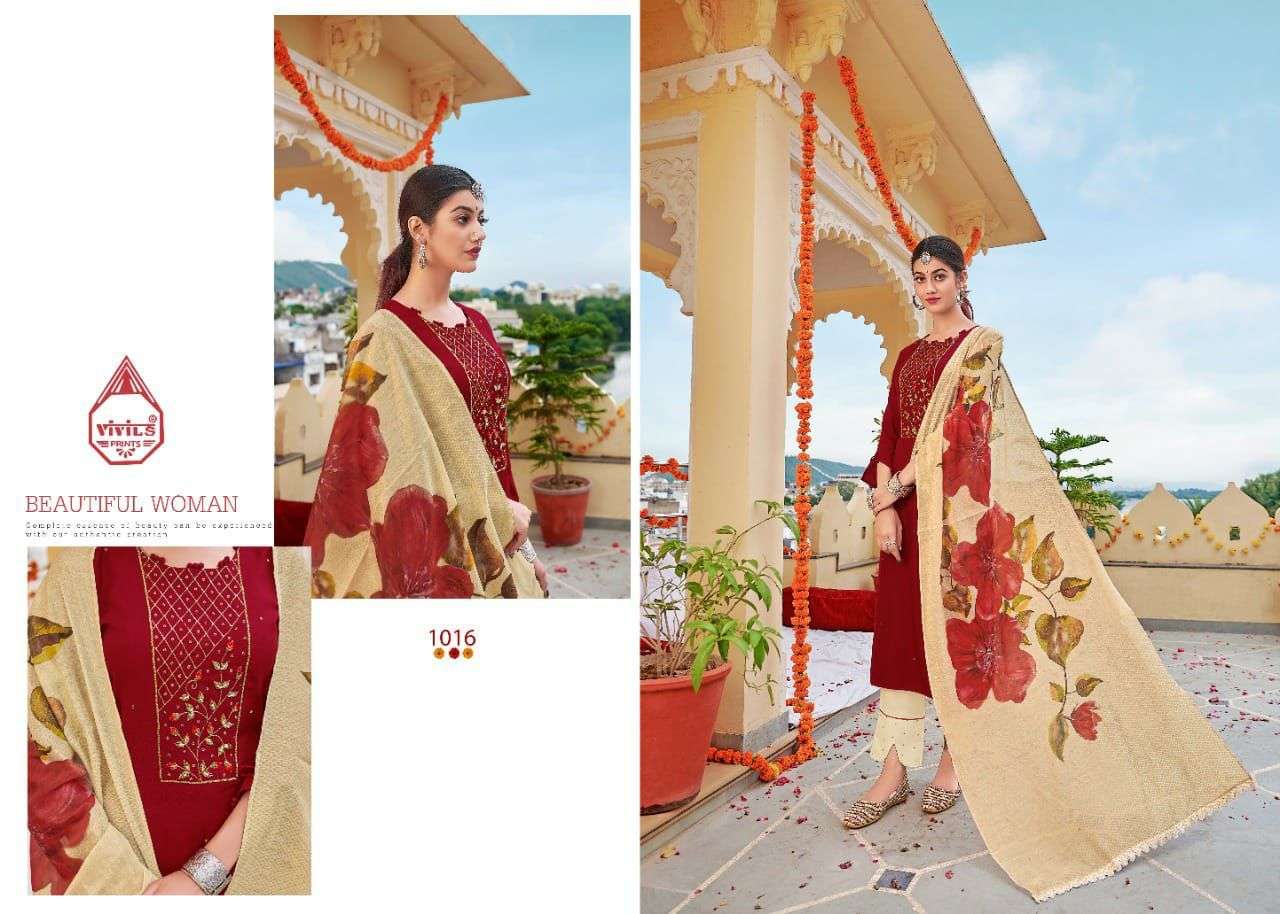 vivils silk mills occassions 1012-1016 series trendy designer kurti catalogue manufacturer surat