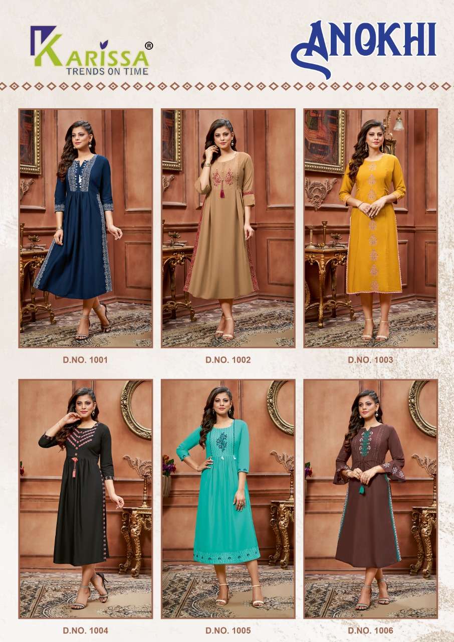 karissa trends anokhi 1001-1006 serise fancy designe kurti catalogue wholesale price surat