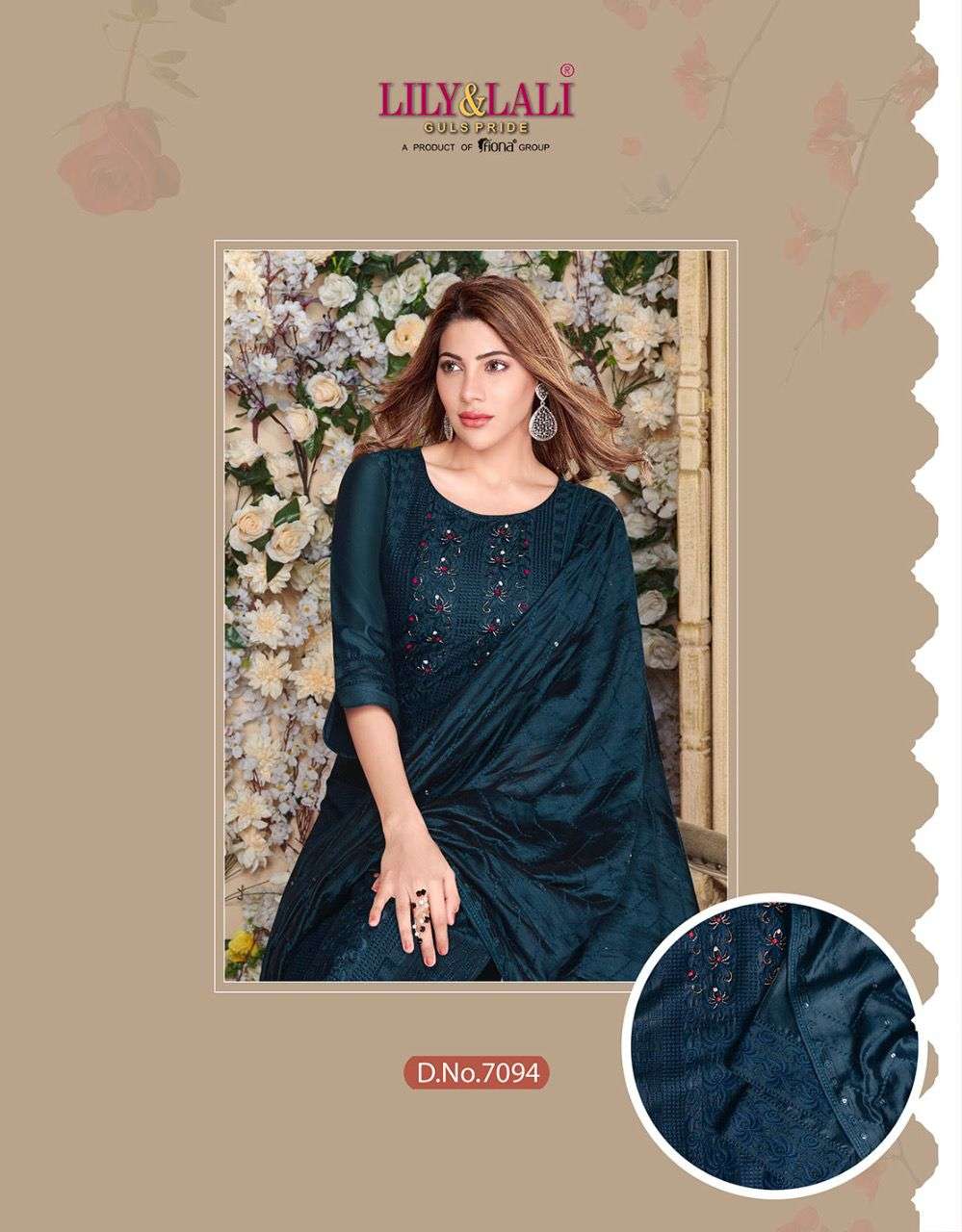 lily&lali chiken kari 7091-7098 series party wear designer kurti catalogue wholesale price surat  
