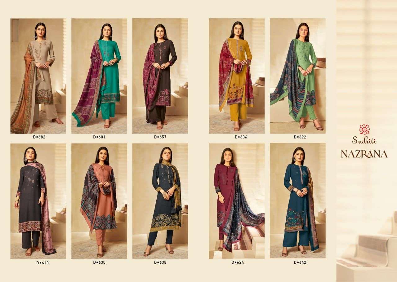 sudriti nazrana pashmina stylish designer suits catalogue online supplier surat 
