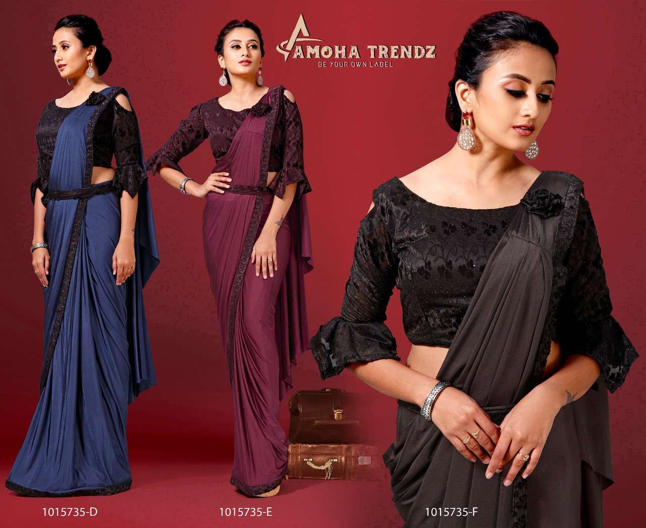 amoha trendz 1015735 series fancy designer saree catalogue online supplier surat