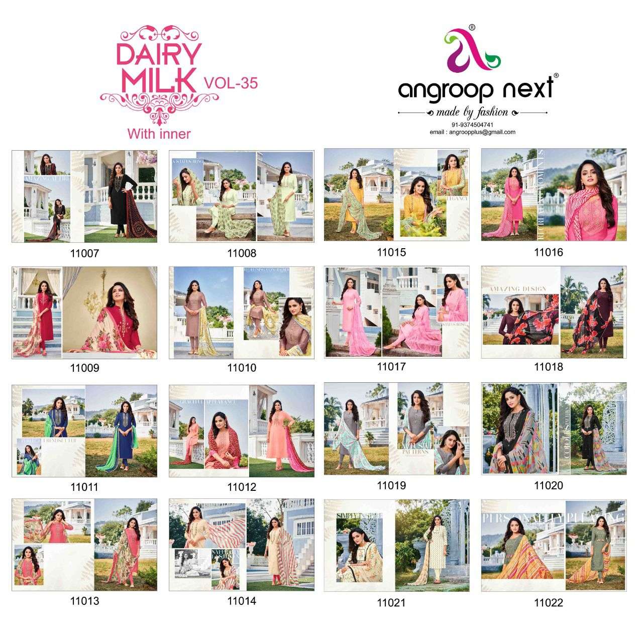 angroop dairy milk vol 35 stylish designer salwar kameez catalogue wholesale price surat 