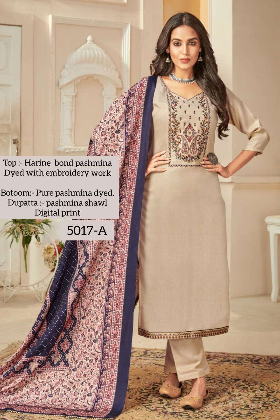 bipsons prints pashmina beauty 5017 series stylish suits catalogue wholesaler surat 