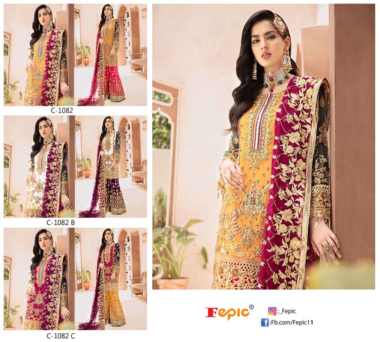 fepic rosemeen c 1082 pakistani designer look salwar suits collection wholesale price surat