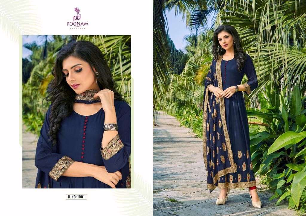 poonam designer sruthi fancy designer long kurti with dupatta catalogue wholesaler surat