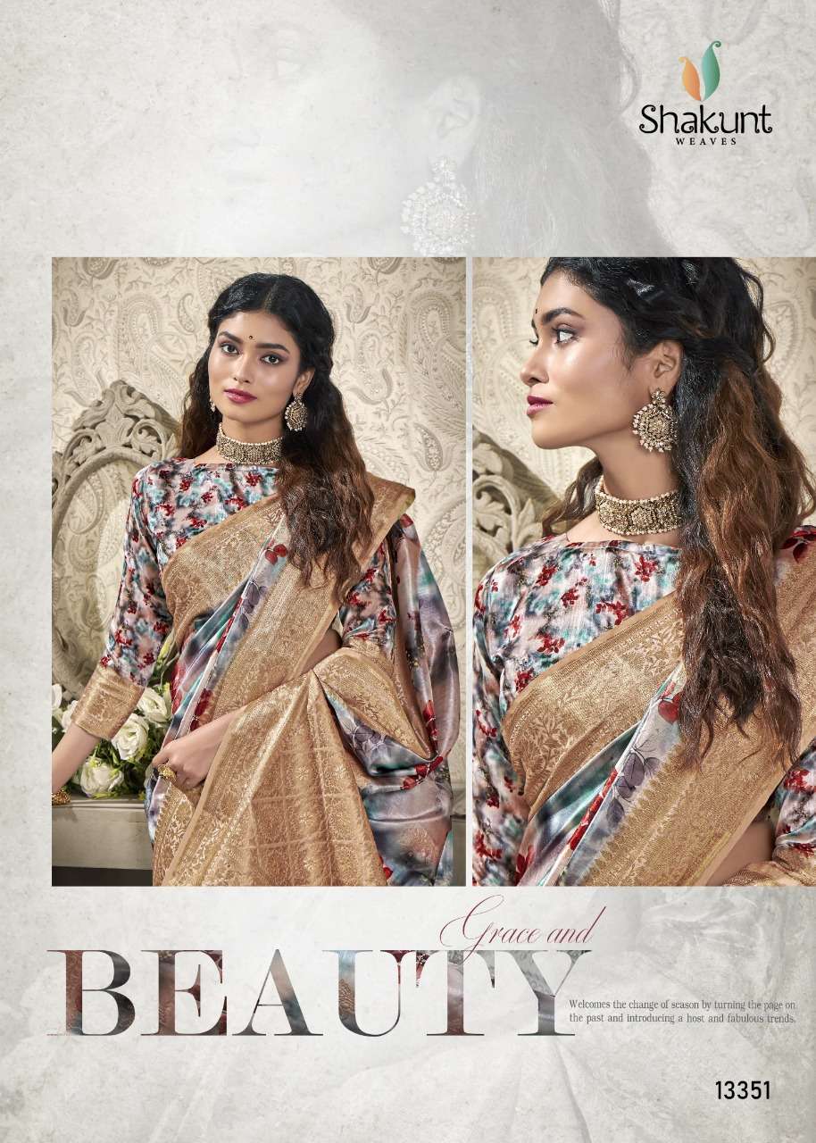 shakunt weaves sparkles 13351-13356 series party wear designer saree catalogue online supplier surat