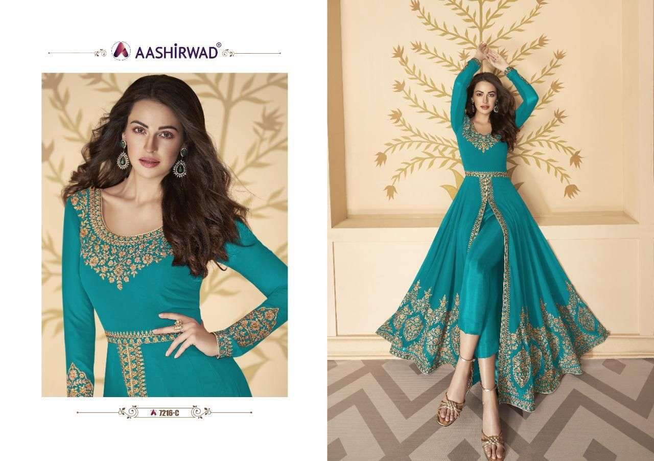 aashirwad creation paakhi gold 7216 series party wear suits online supplier surat
