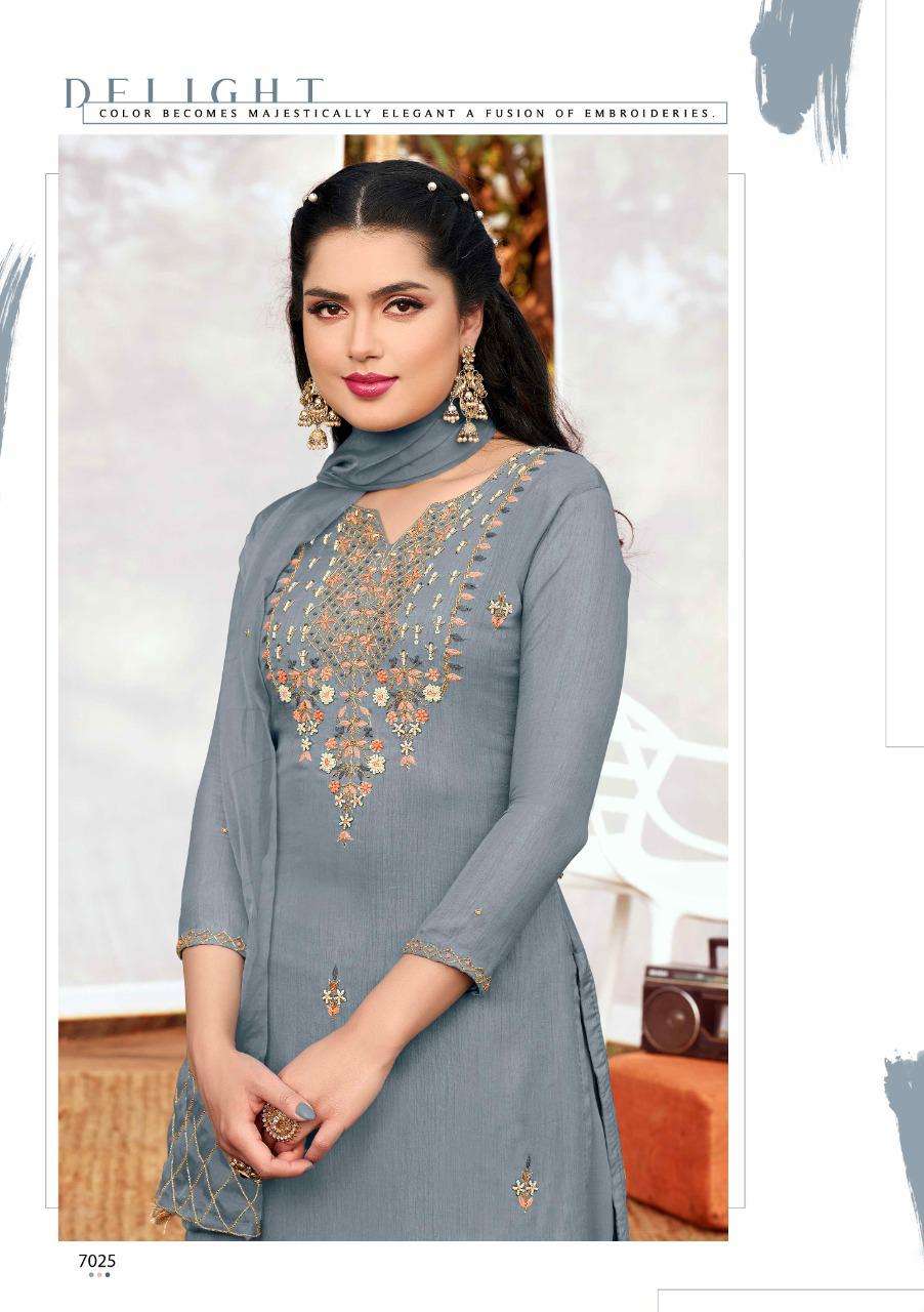 anju fabrics sassy girls 7021-7027 party wear kurti catalogue online