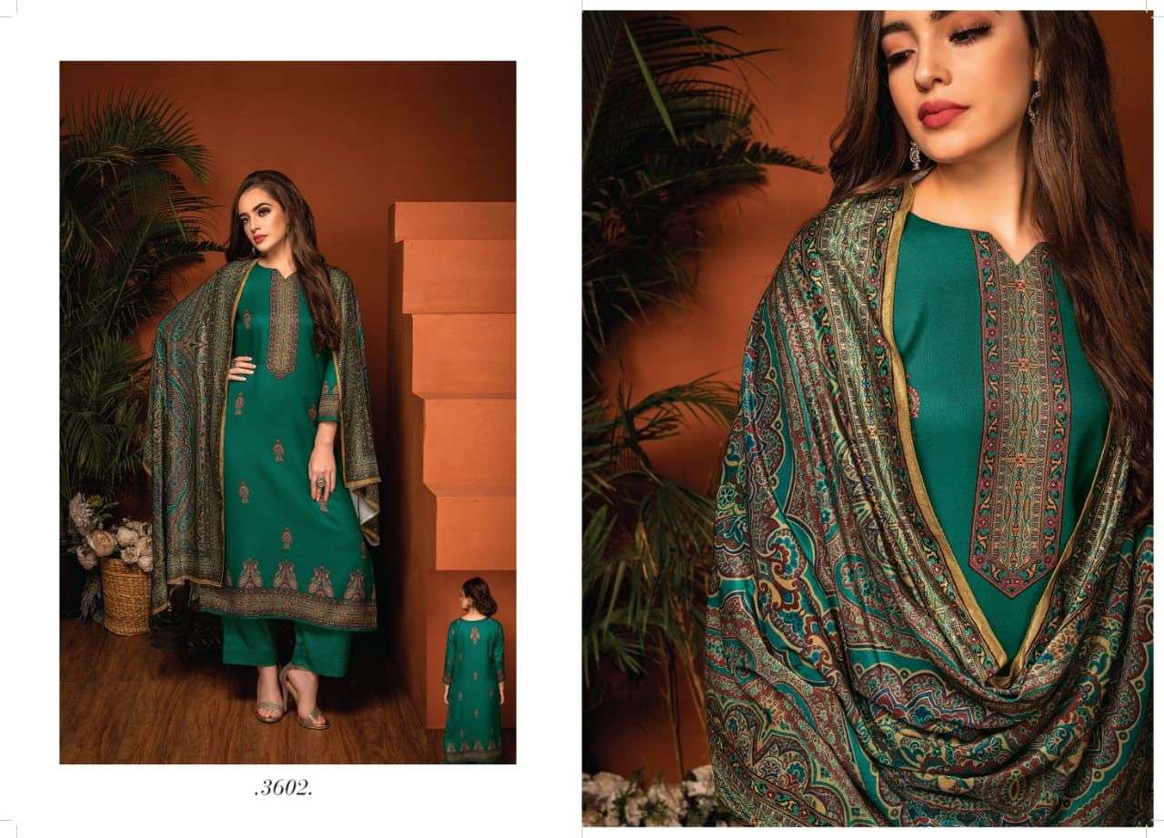 rivaa exports maria 3601-3607 series winter special pashmina suits collection 2022