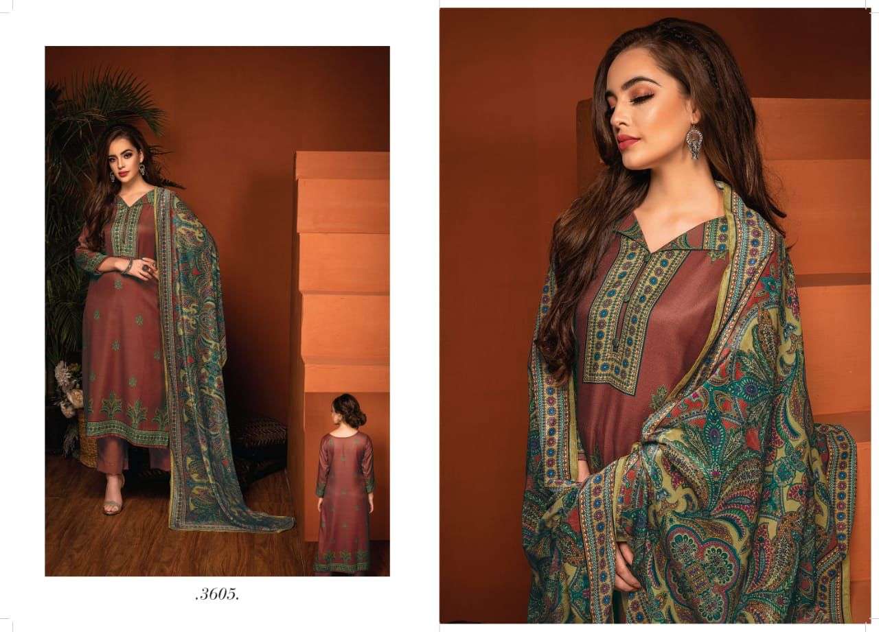 rivaa exports maria 3601-3607 series winter special pashmina suits collection 2022