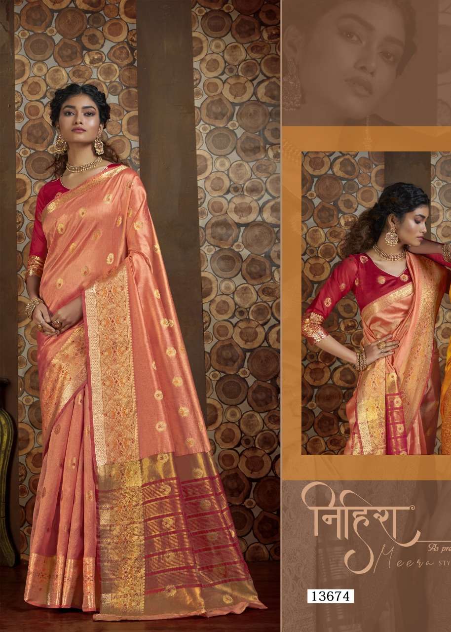 shakunt weaves yanshika 13671-13676 series designer saree catalogue wholesale price