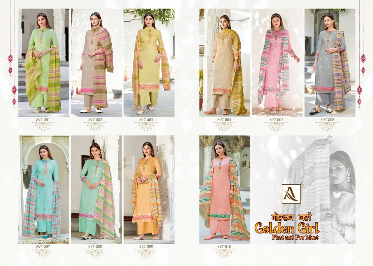 alok suits golden girl stylish designer salwar suits online supplier surat