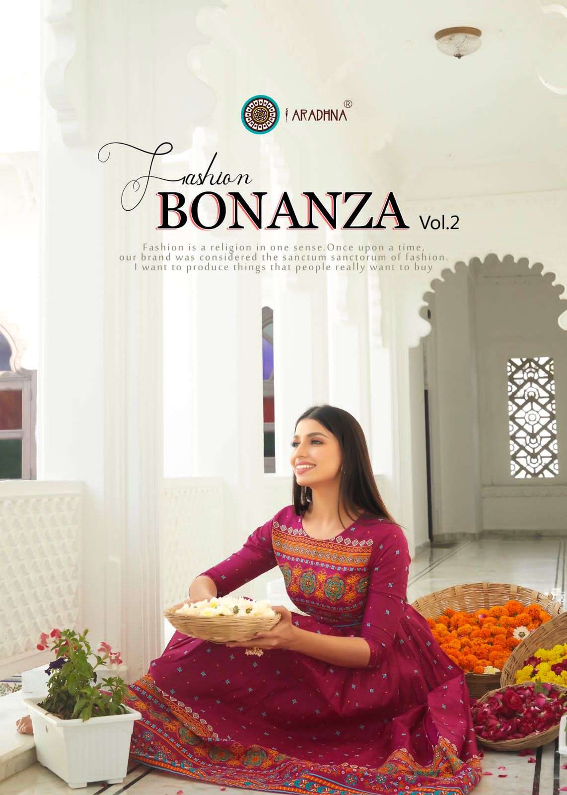 aradhna fashion bonanza vol 2 stylish designer long kurti catalogue manufacturer surat