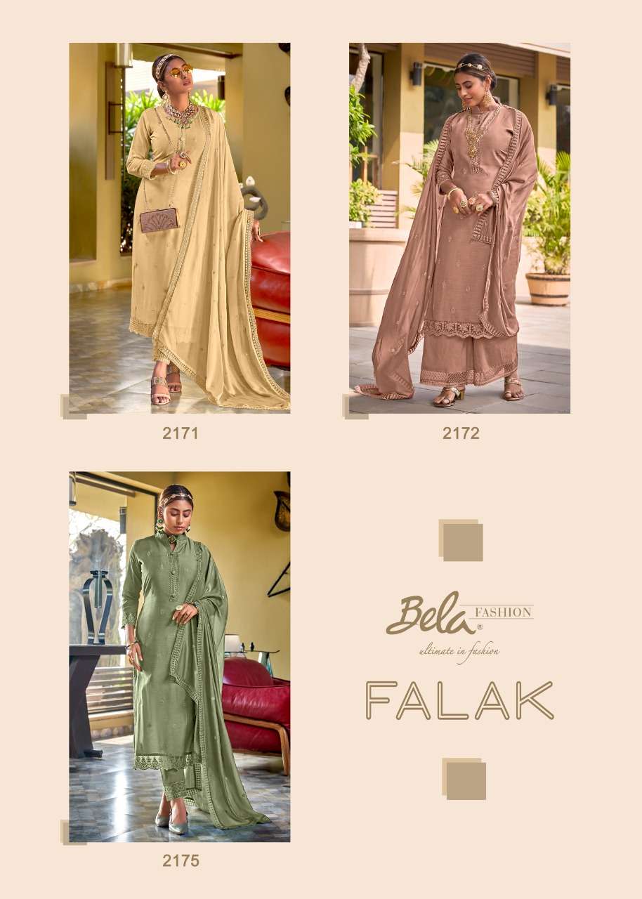 bela fashion falak 2169-2175 series satylish look designer suits wholesaler surat