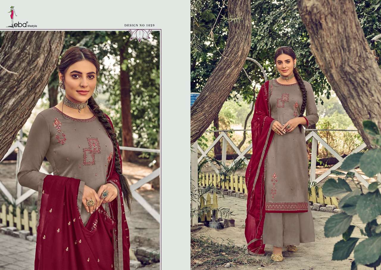 eba lifestyle fitoor 1027-1030 series indian designer salwar suits oline market surat 