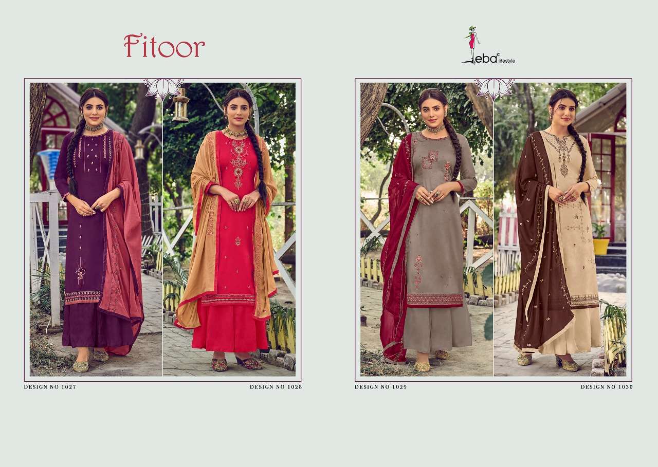 eba lifestyle fitoor 1027-1030 series indian designer salwar suits oline market surat 
