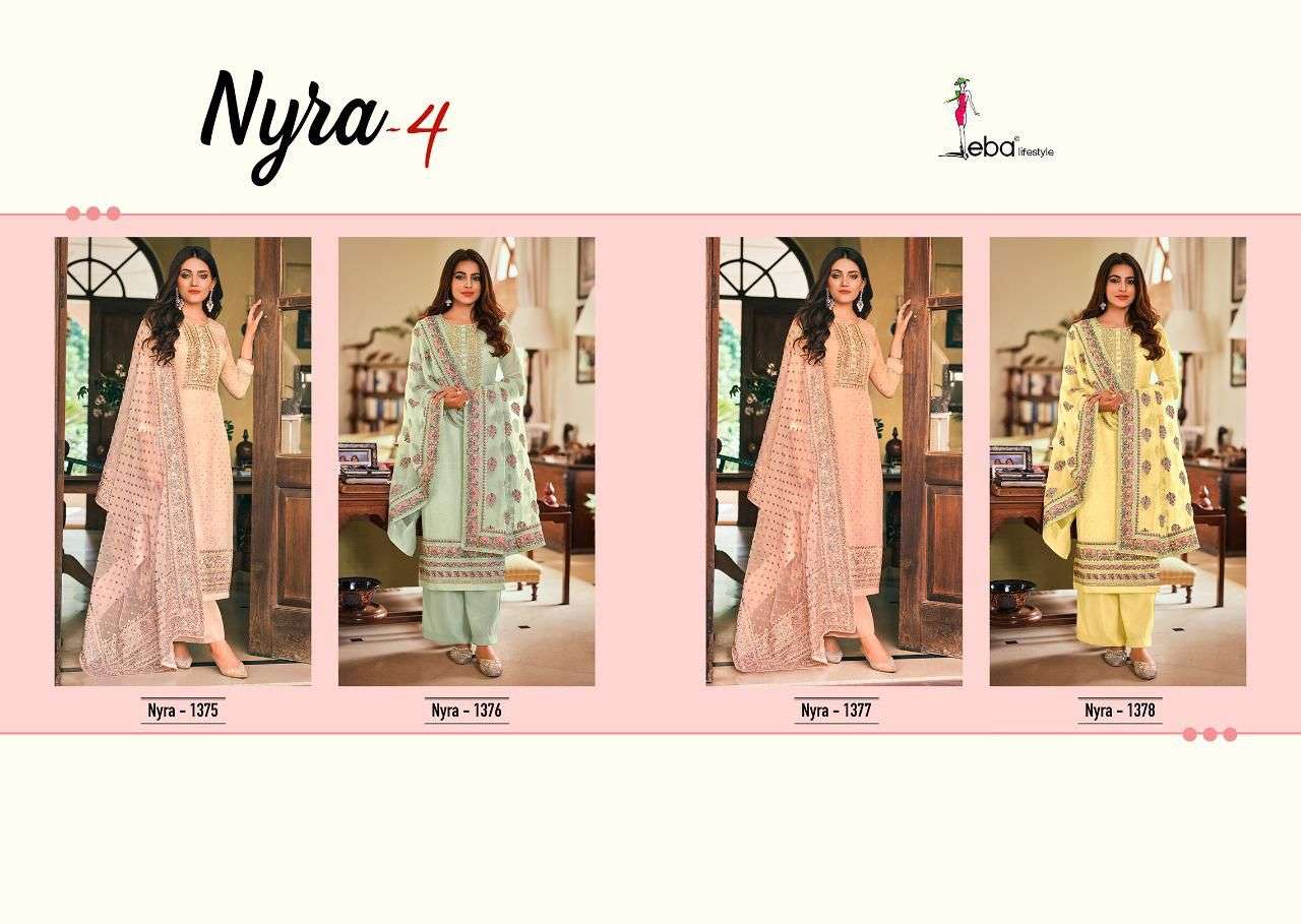 eba lifestyle nyra vol 4 1375-1378 series party wear salwar kameez surat