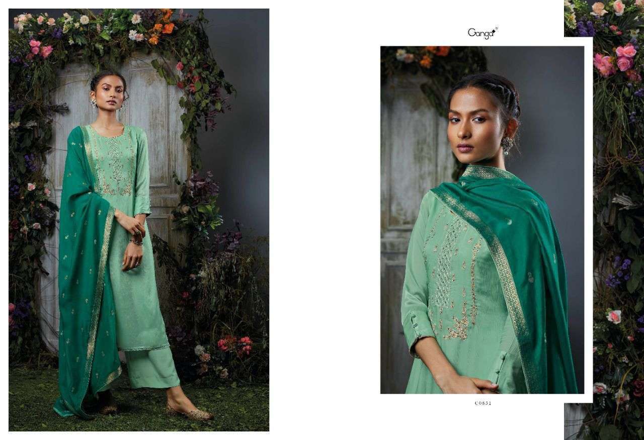 ganga khloris 851-856 party wear designer salwar suits online market surat
