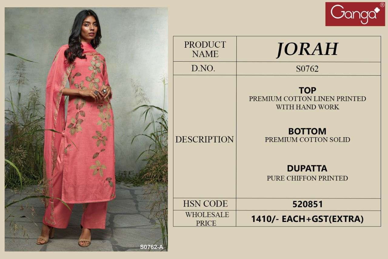 ganga prints jorah 762 series designer dress material collection surat