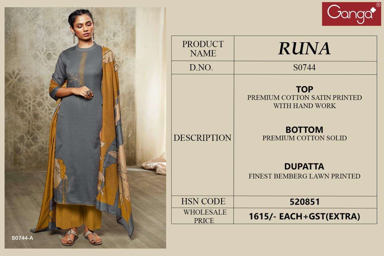 ganga runa 744 series unstich designer salwar kameez online with wholesale price