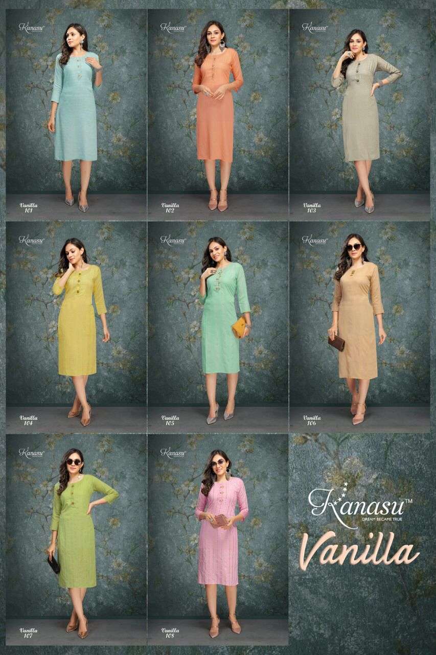 kanasu vanilla trendy designer kurti catalogue wholesale market surat