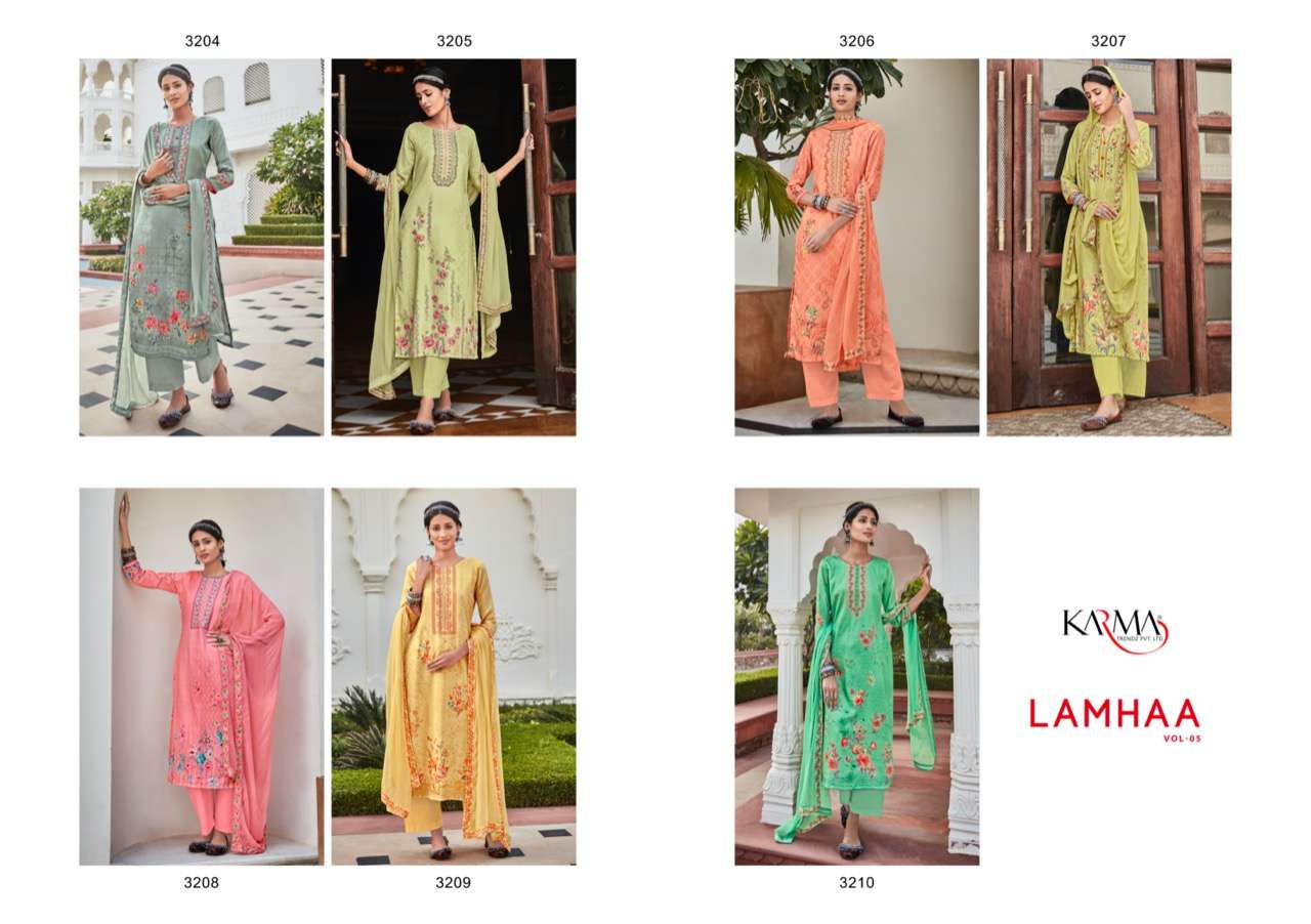karma trendz lamha vol 5 jam cotton fancy designer salwar kameez collection surat
