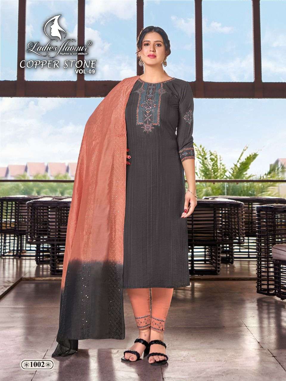 ladies flavour copper stone vol 9 fancy designer kurti catalogue online with wholesale price