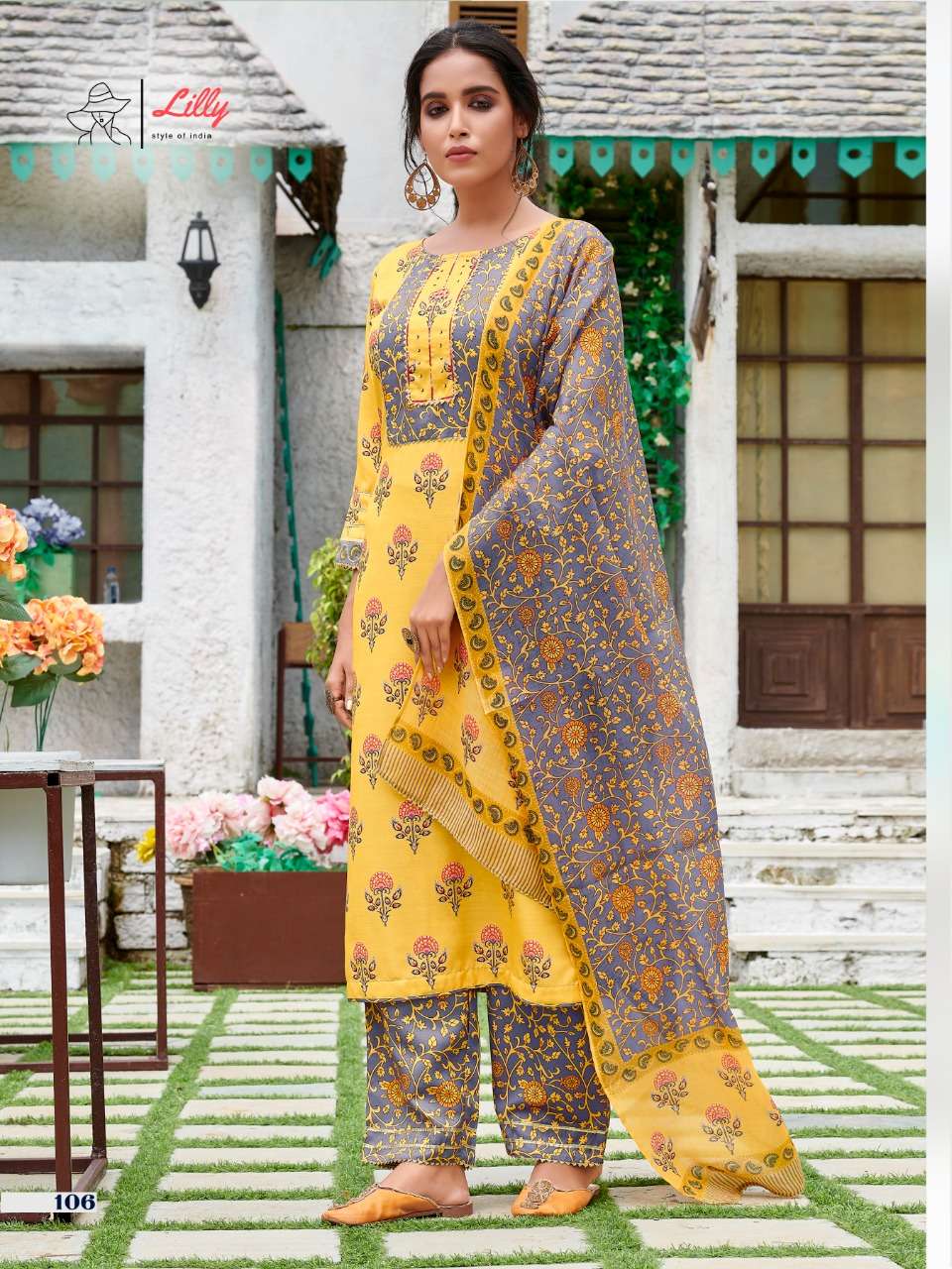 lilly basant 101-104 series kurti pant with dupatta readymade collection