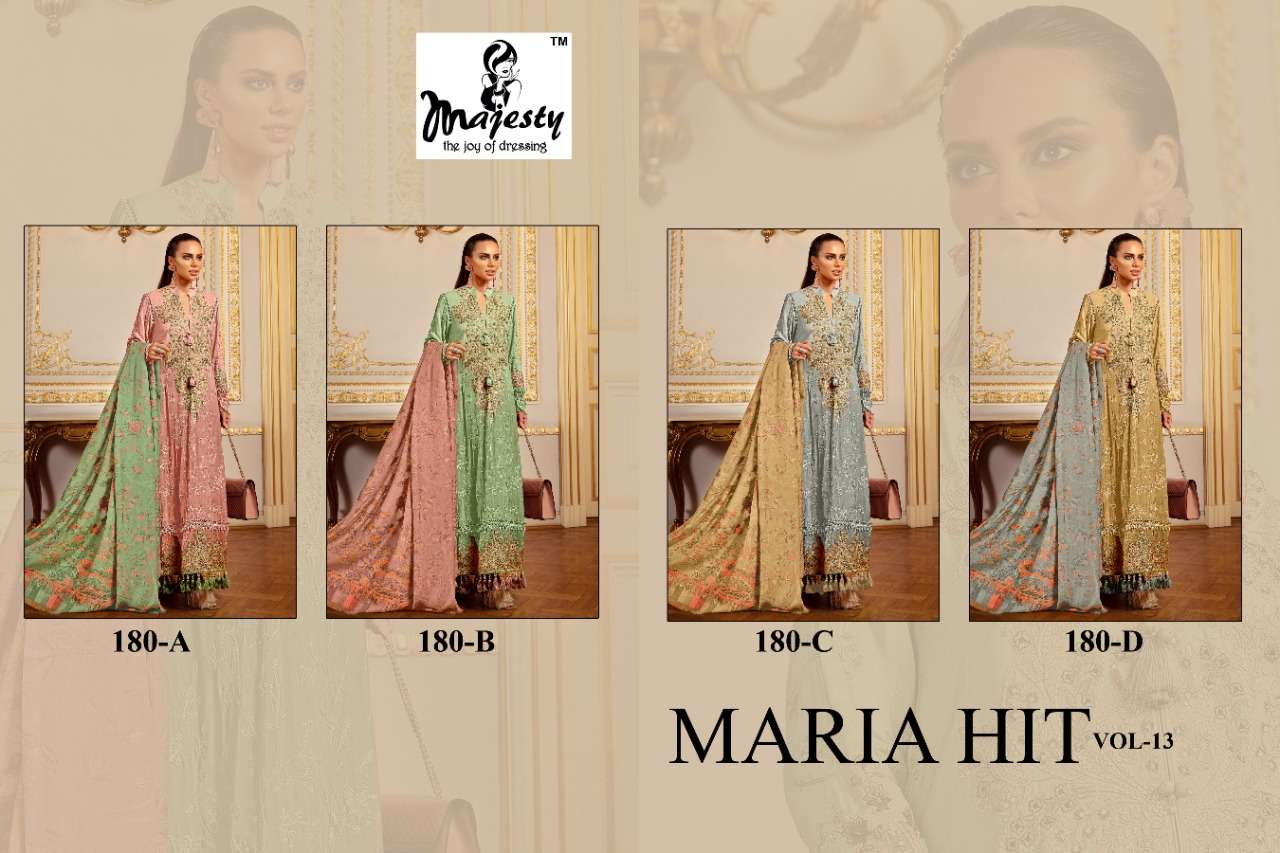 majesty maria hit vol 13 cotton pakistani designer salwar kameez wholeasale price surat