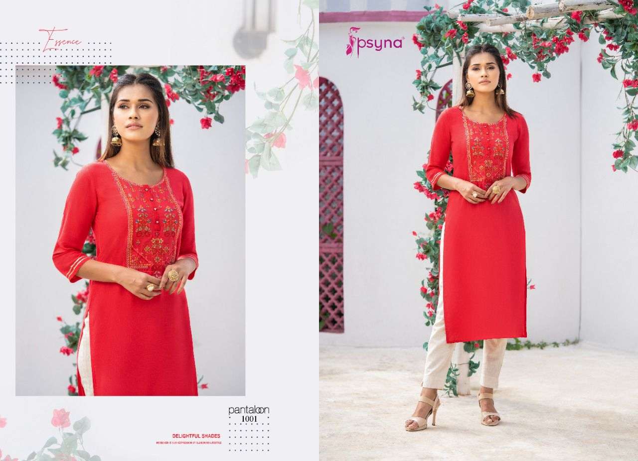 psyna pantaloon 1001-1008 series stylish look designer kurti catalogue collection 2022