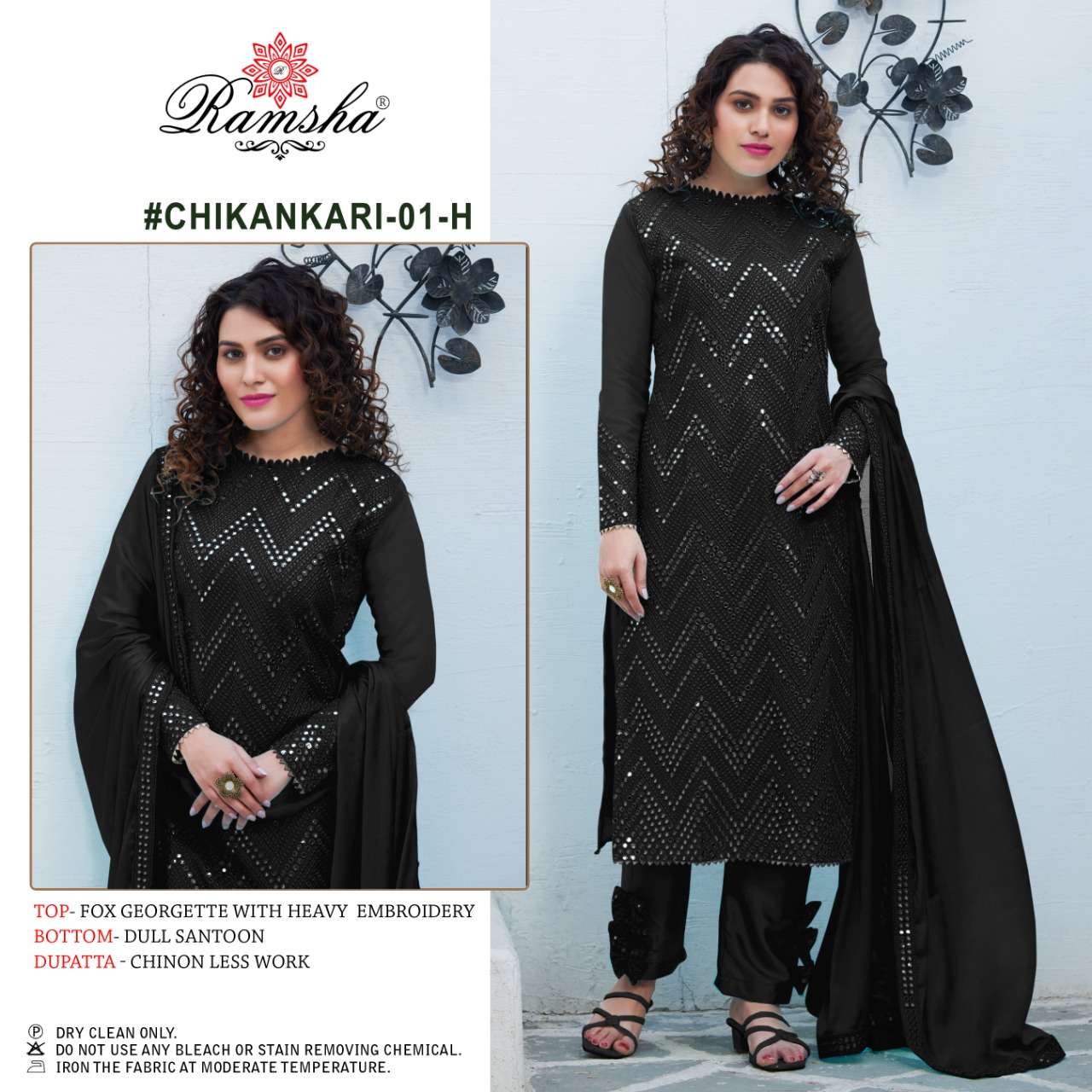 ramsha chikankari dark nx gorgeous look pakistani designer suits single 