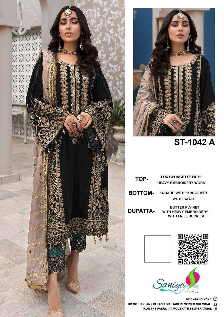  saniya trendz 1042 series pakistani designer suits wholesaler surat