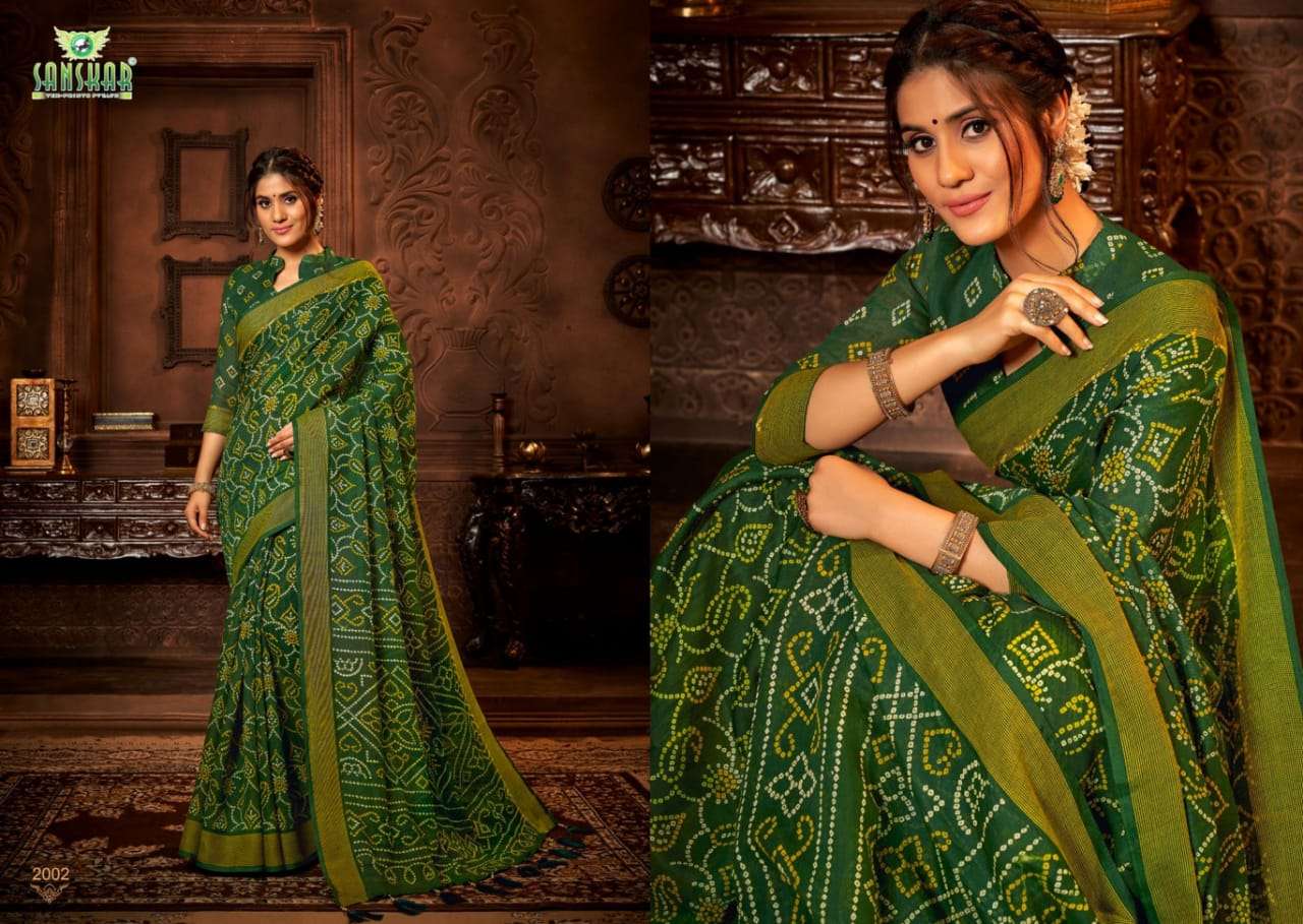 sanskar style traditional bandhani fancy silk sarees online wholesaler surat 