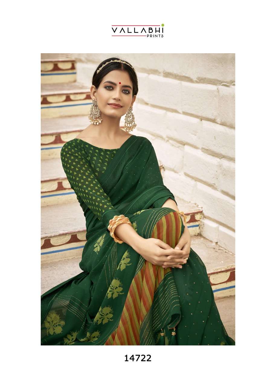 vallabhi prints nysa series 14721 to 14728 georgette designer sarees wholesaler india 