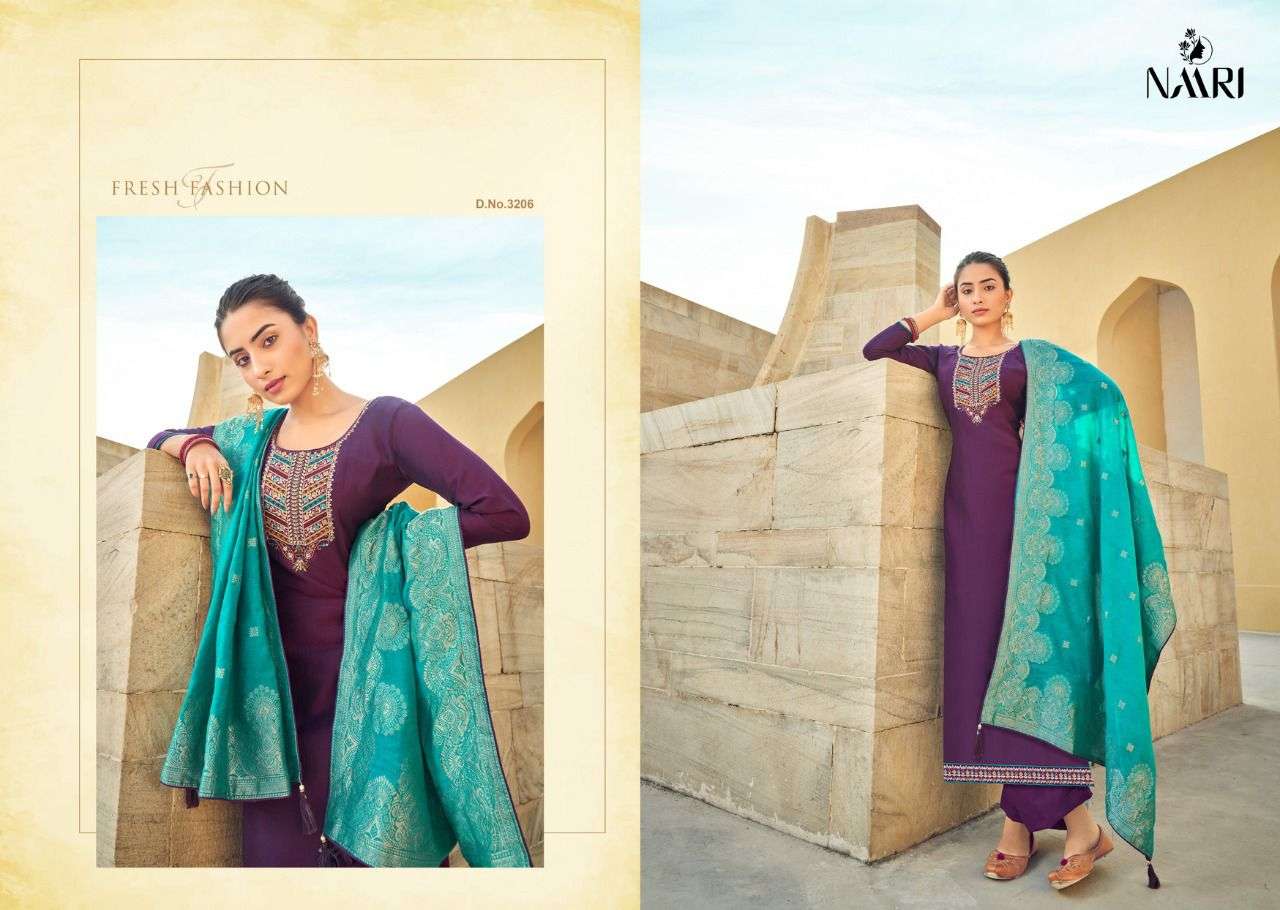 zaina by naari series 3201 to 3206 pure rembo silk salwar kameez wholesaler surat 
