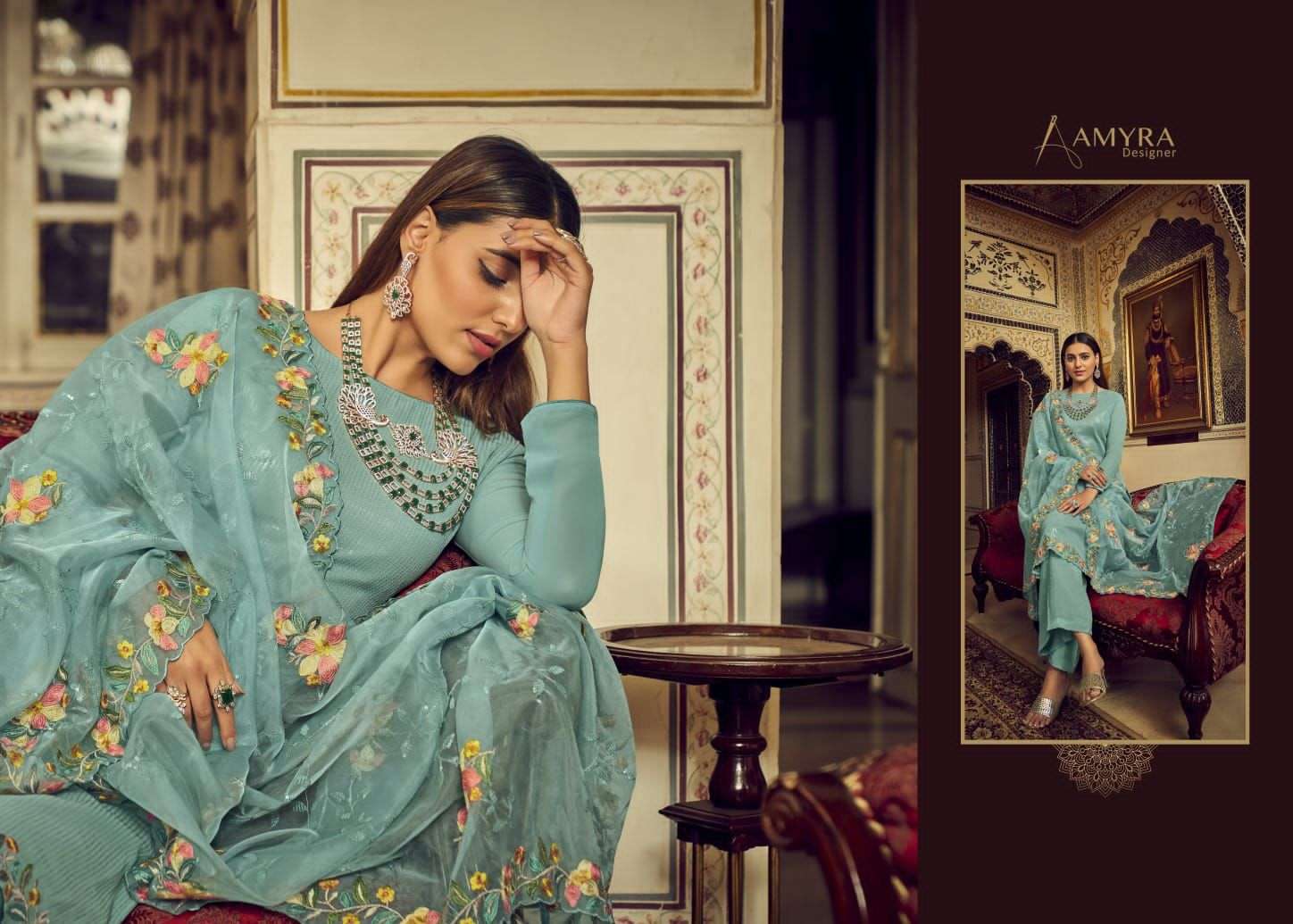 aamyra designer mariyab 201-204 series stylish designer salwar suits wholesaler surat 