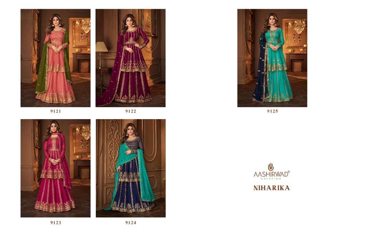 aashirwad creation niharika 9121-9125 series function special designer salwar suits collection 2022 